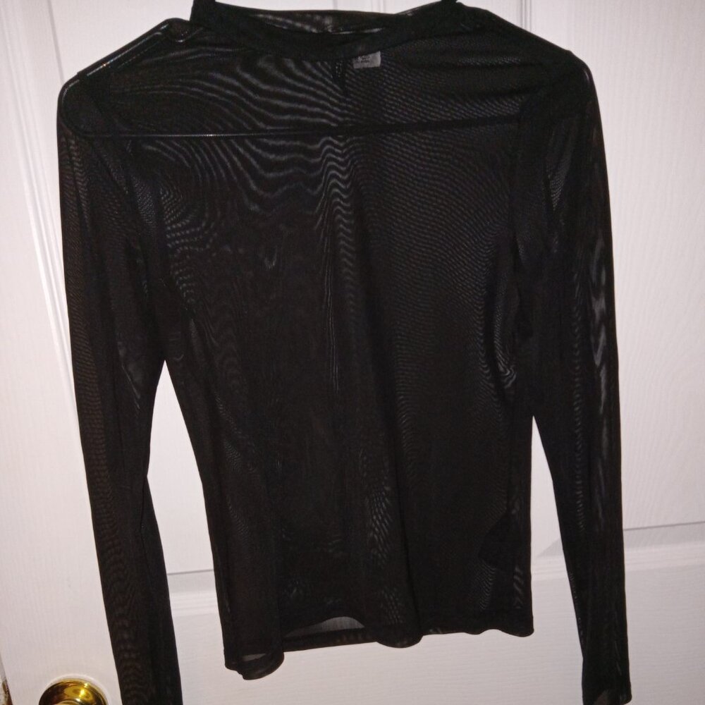 Ladies medium sheer black dress long sleeve shirt